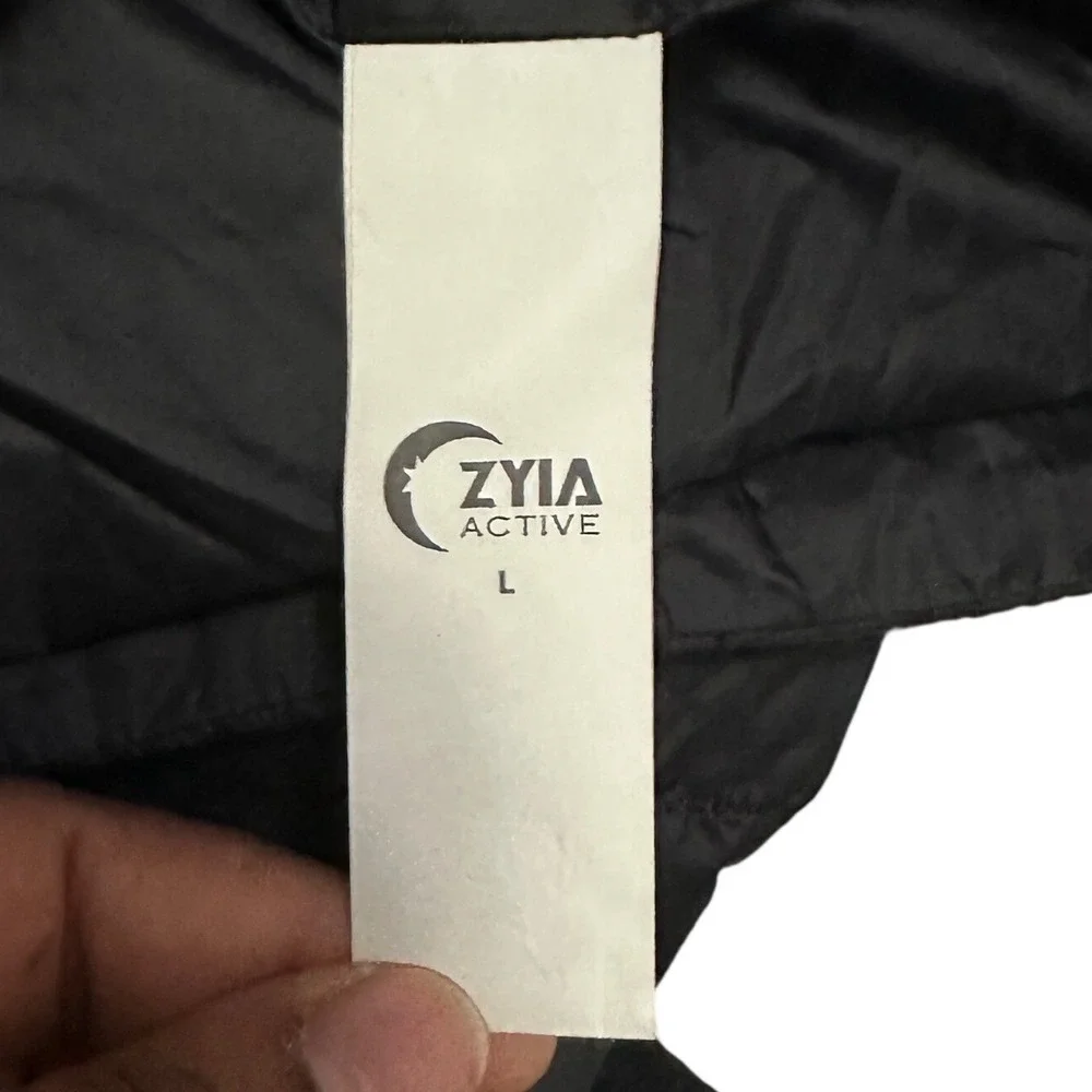 Zyia Active Black Alpine Down Puffer Vest Women's L Full Zip Quilted Lightweight